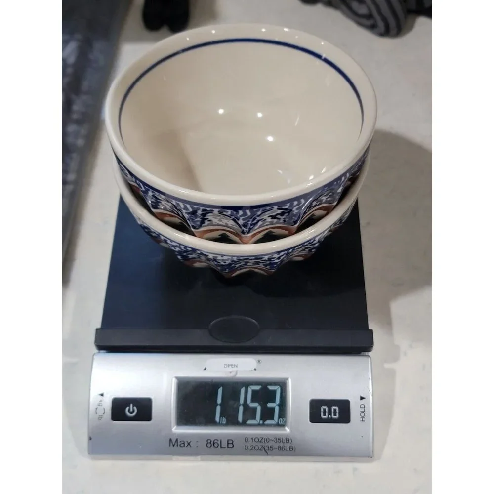 2x Boleslawiec Polish Pottery Ramekin Bowl Christmas Tree‎ Stars Pine Boughs